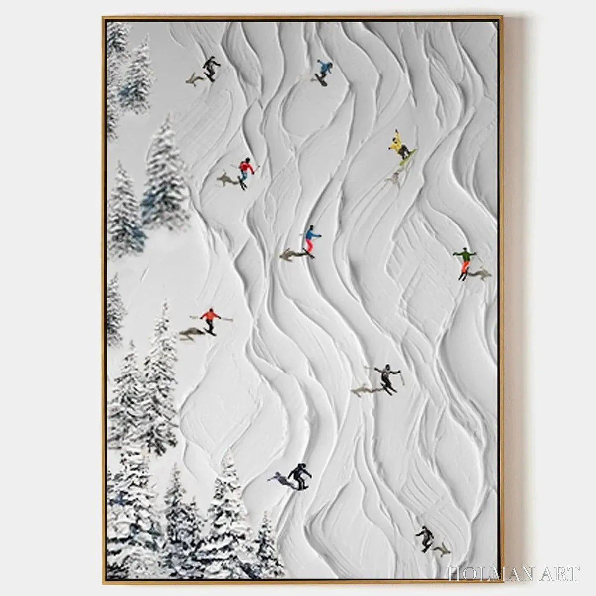 HOLMAN ART Alpine Slopes – Textured White Skiing Landscape Painting - image 1