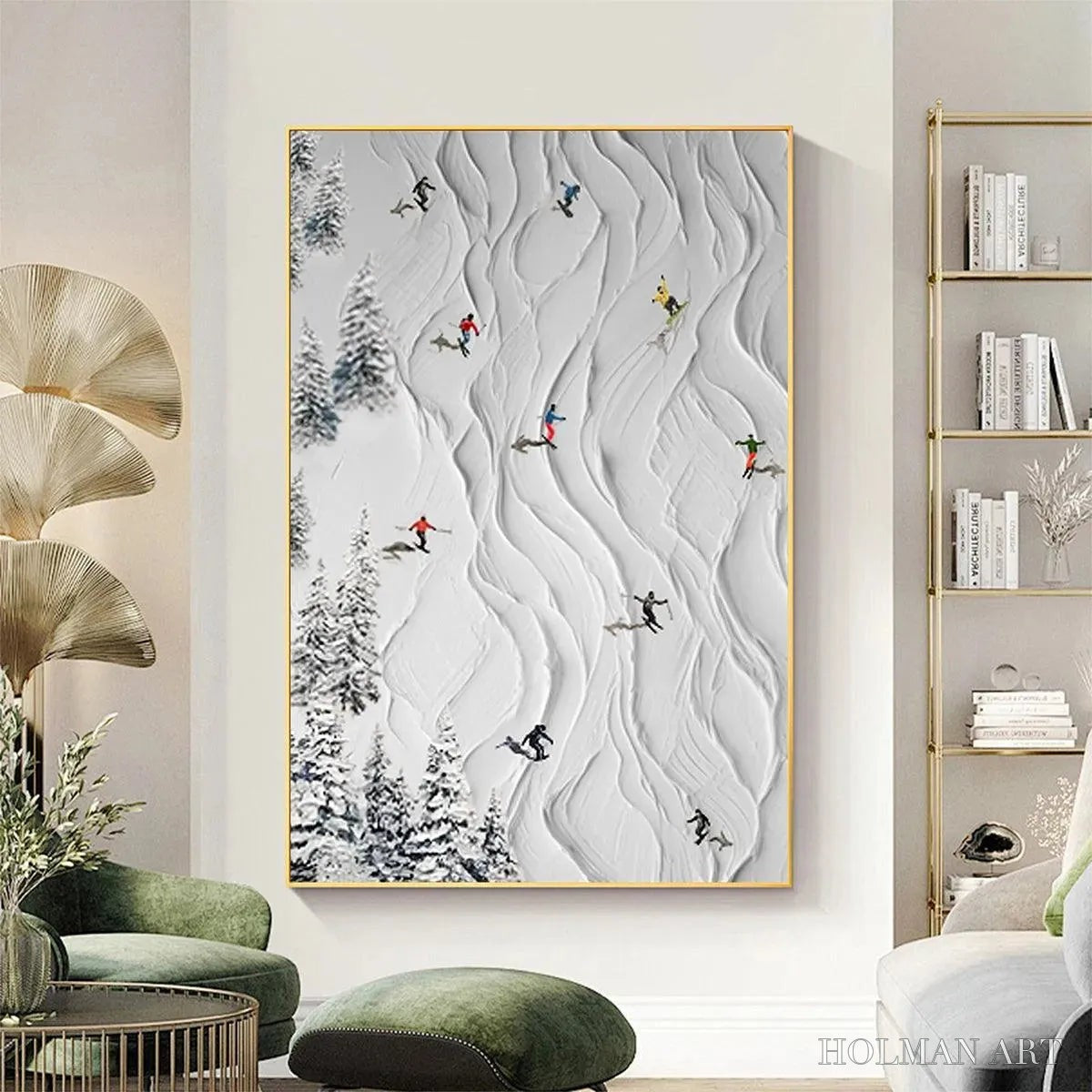 HOLMAN ART Alpine Slopes – Textured White Skiing Landscape Painting - image 2