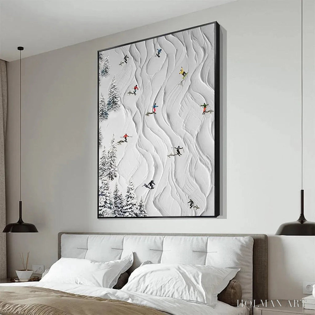HOLMAN ART Alpine Slopes – Textured White Skiing Landscape Painting - image 5