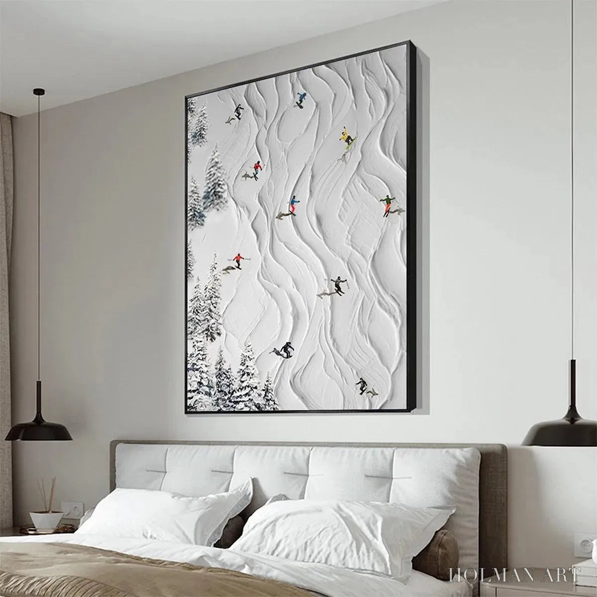 HOLMAN ART Alpine Slopes – Textured White Skiing Landscape Painting - image 5