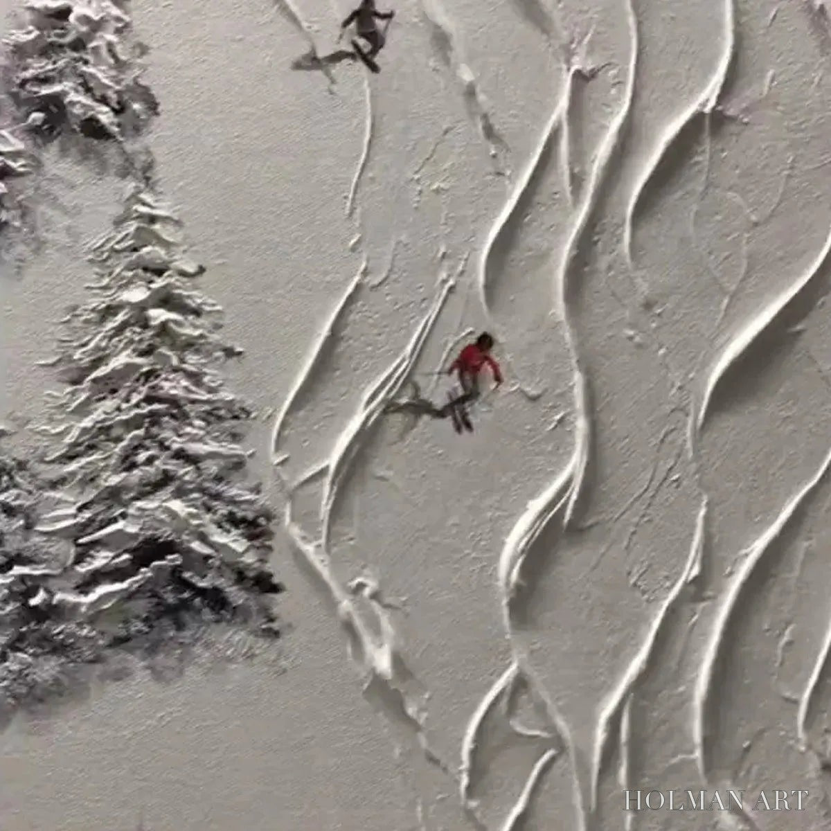 HOLMAN ART Alpine Slopes – Textured White Skiing Landscape Painting - image 6