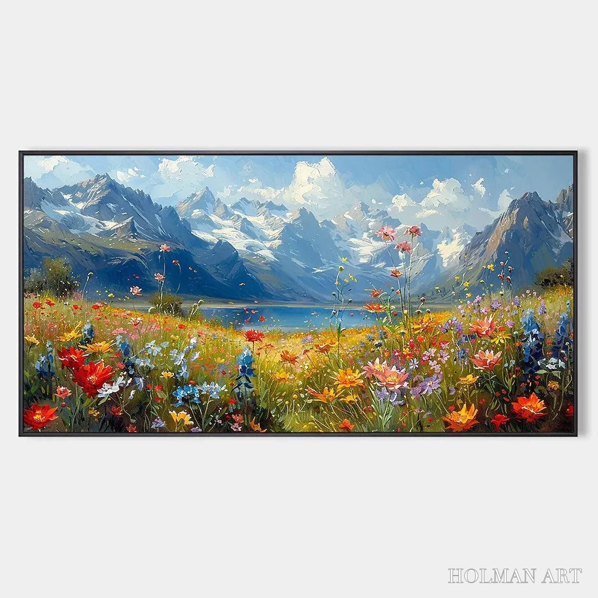 HOLMAN ART Alpine Meadow – Colorful Mountain Landscape Wildflower Painting - image 1
