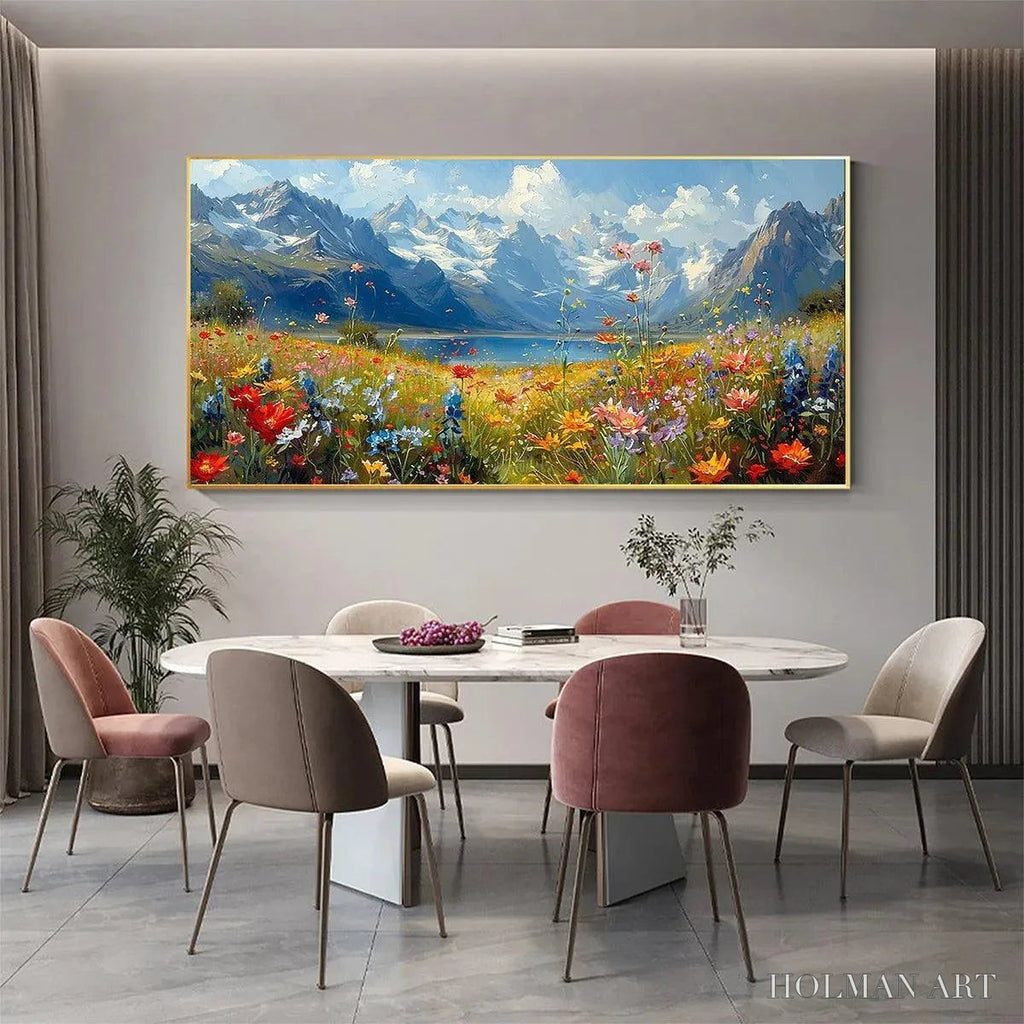HOLMAN ART Alpine Meadow – Colorful Mountain Landscape Wildflower Painting - image 2