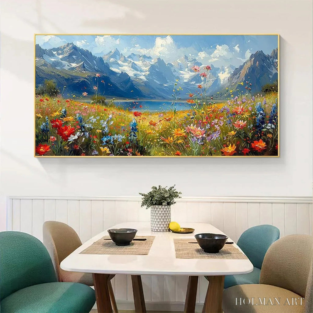 HOLMAN ART Alpine Meadow – Colorful Mountain Landscape Wildflower Painting - image 5