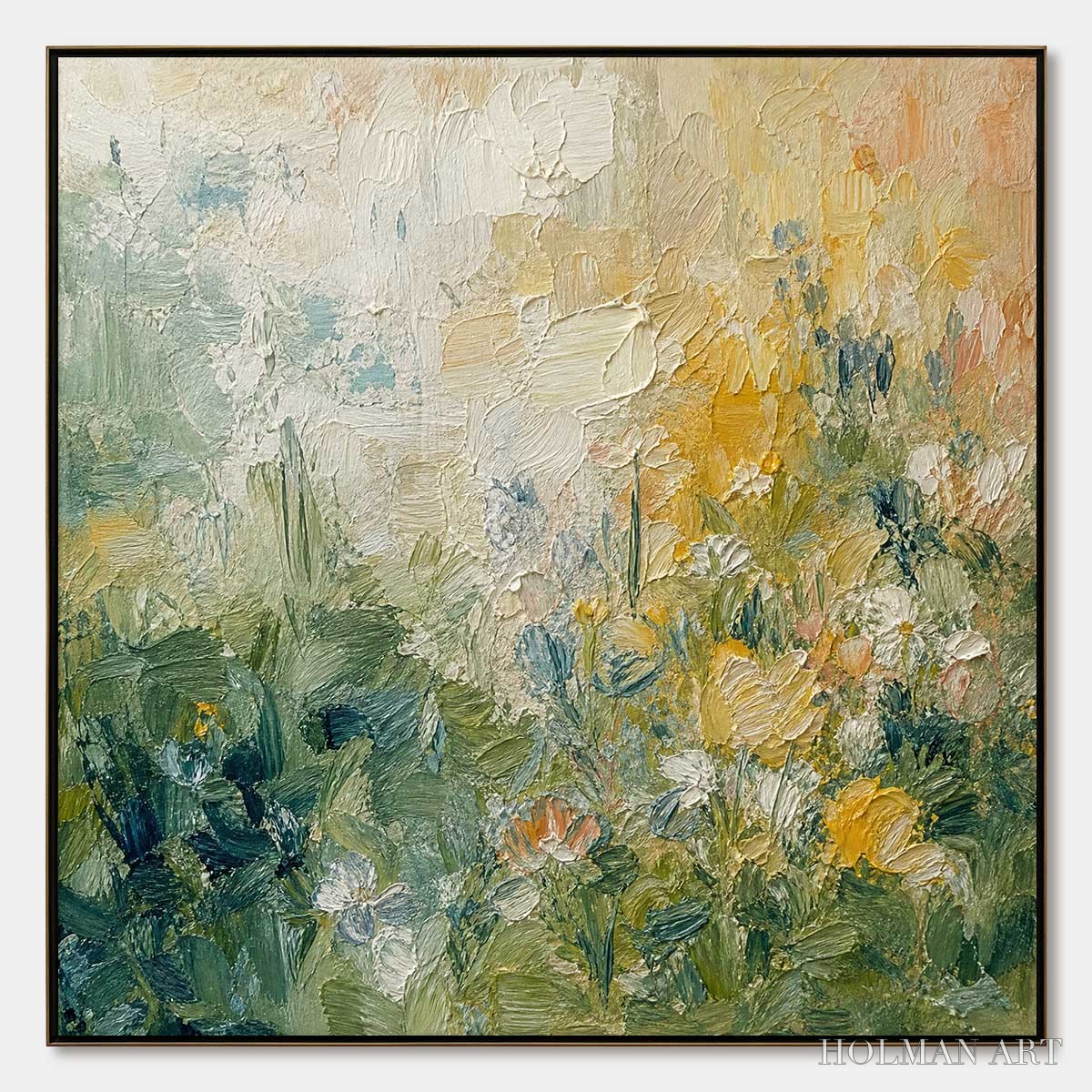 HOLMAN ART Meadow'S Embrace – Textured Impasto Painting of a Wildflower Field - image 1