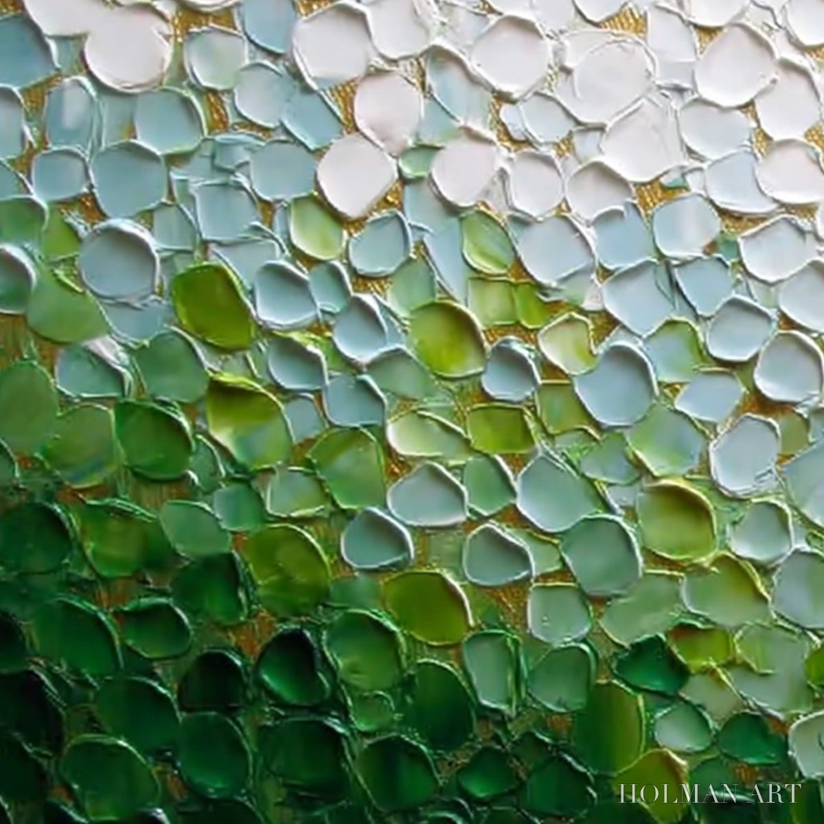 HOLMAN ART Emerald Petals – Textured Abstract Green & White Impasto Landscape Painting - image 3