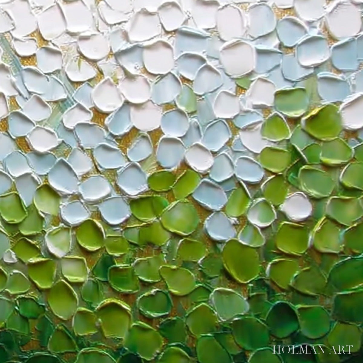 HOLMAN ART Emerald Petals – Textured Abstract Green & White Impasto Landscape Painting - image 5