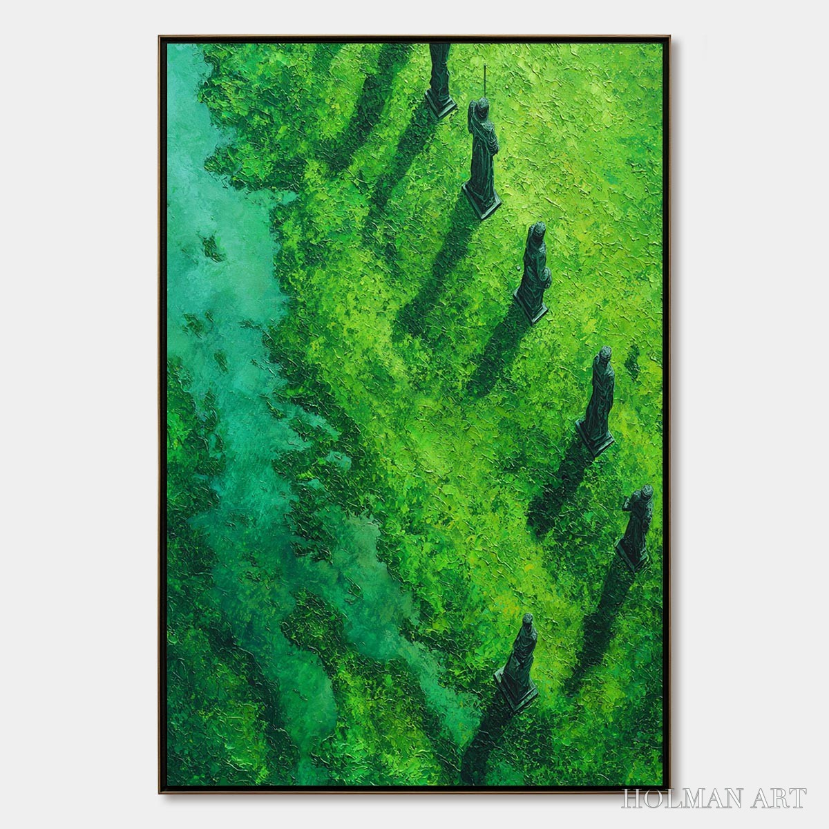 HOLMAN ART Verdant Guardians – Textured Vertical Abstract Painting of Ancient Sentinels - image 1