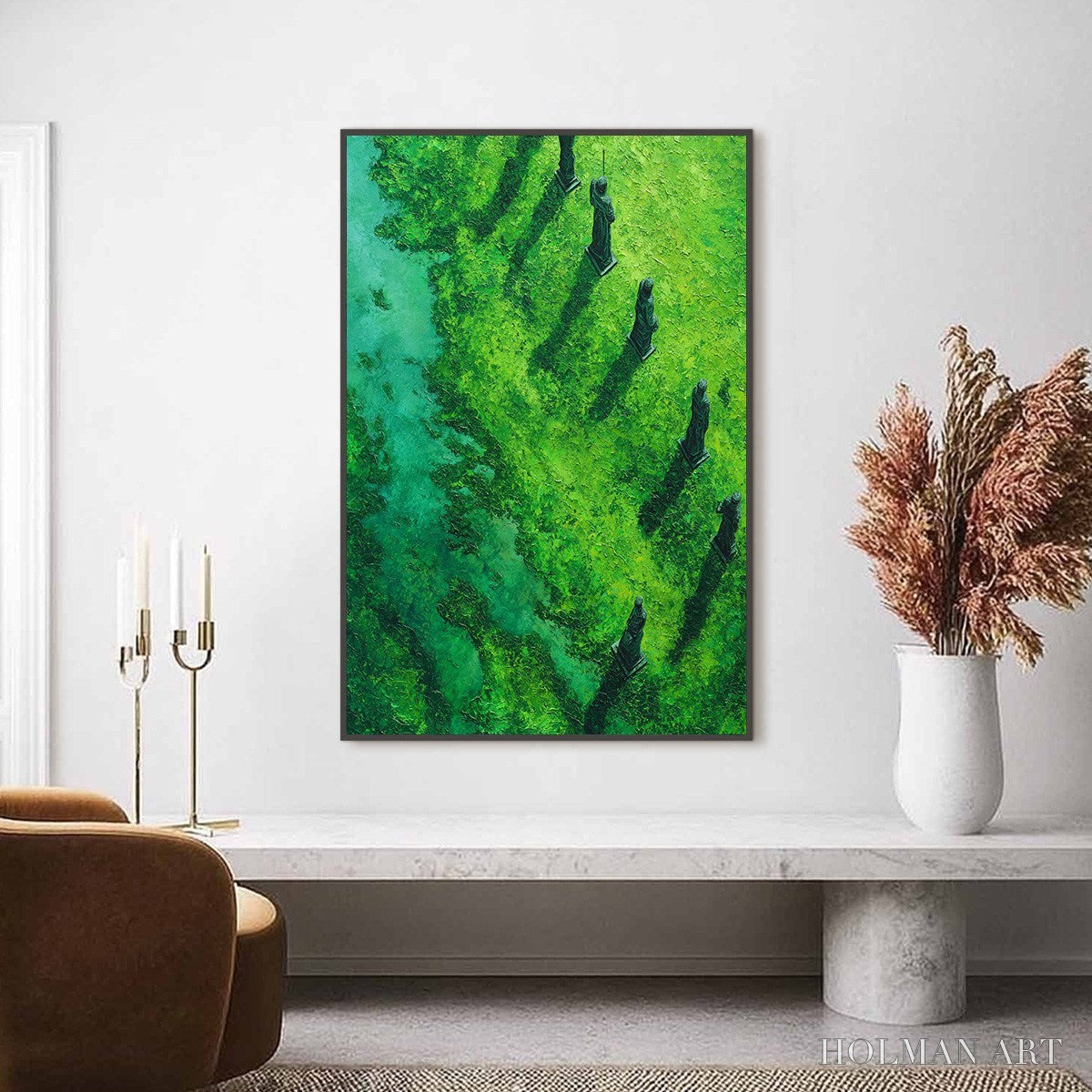 HOLMAN ART Verdant Guardians – Textured Vertical Abstract Painting of Ancient Sentinels - image 2