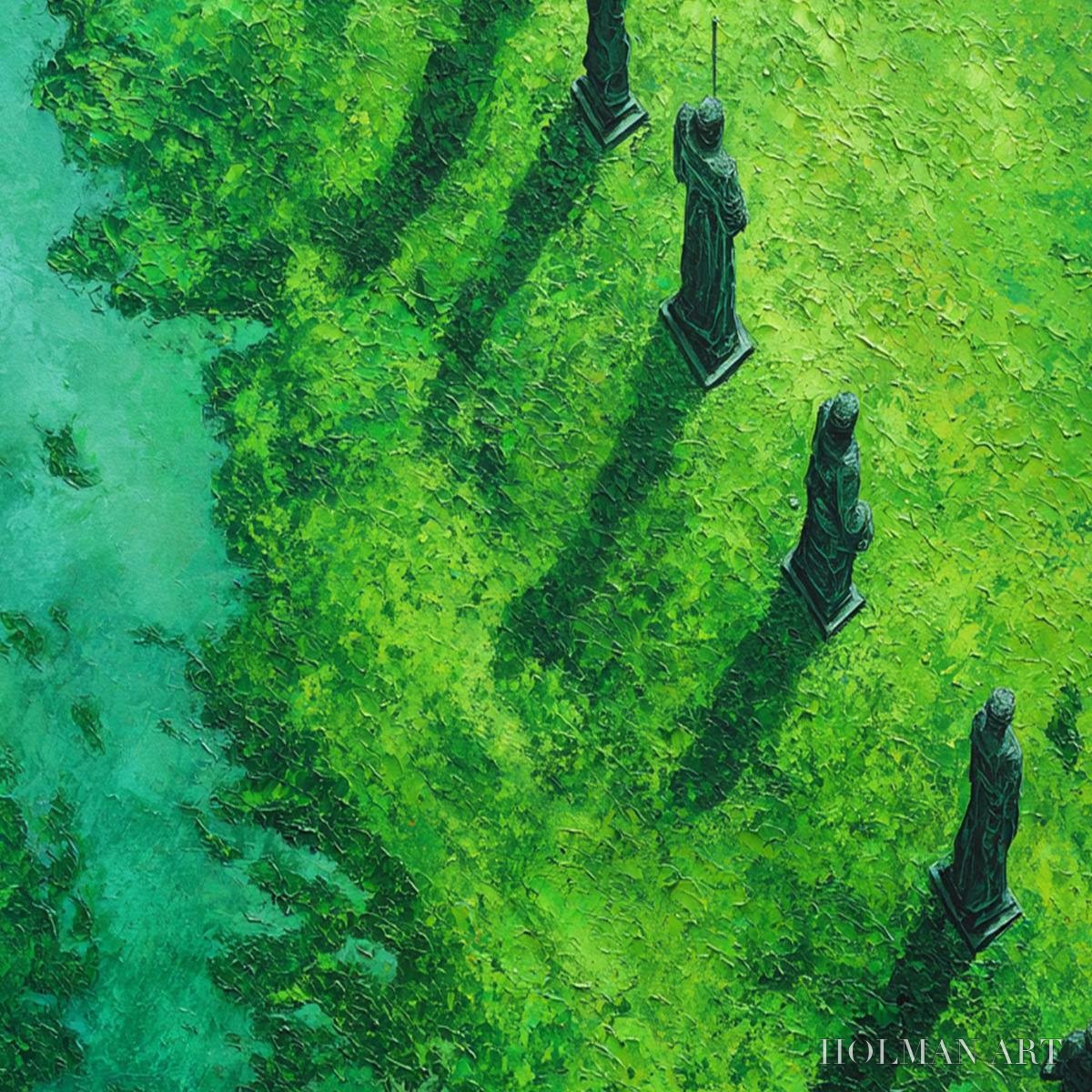 HOLMAN ART Verdant Guardians – Textured Vertical Abstract Painting of Ancient Sentinels - image 3