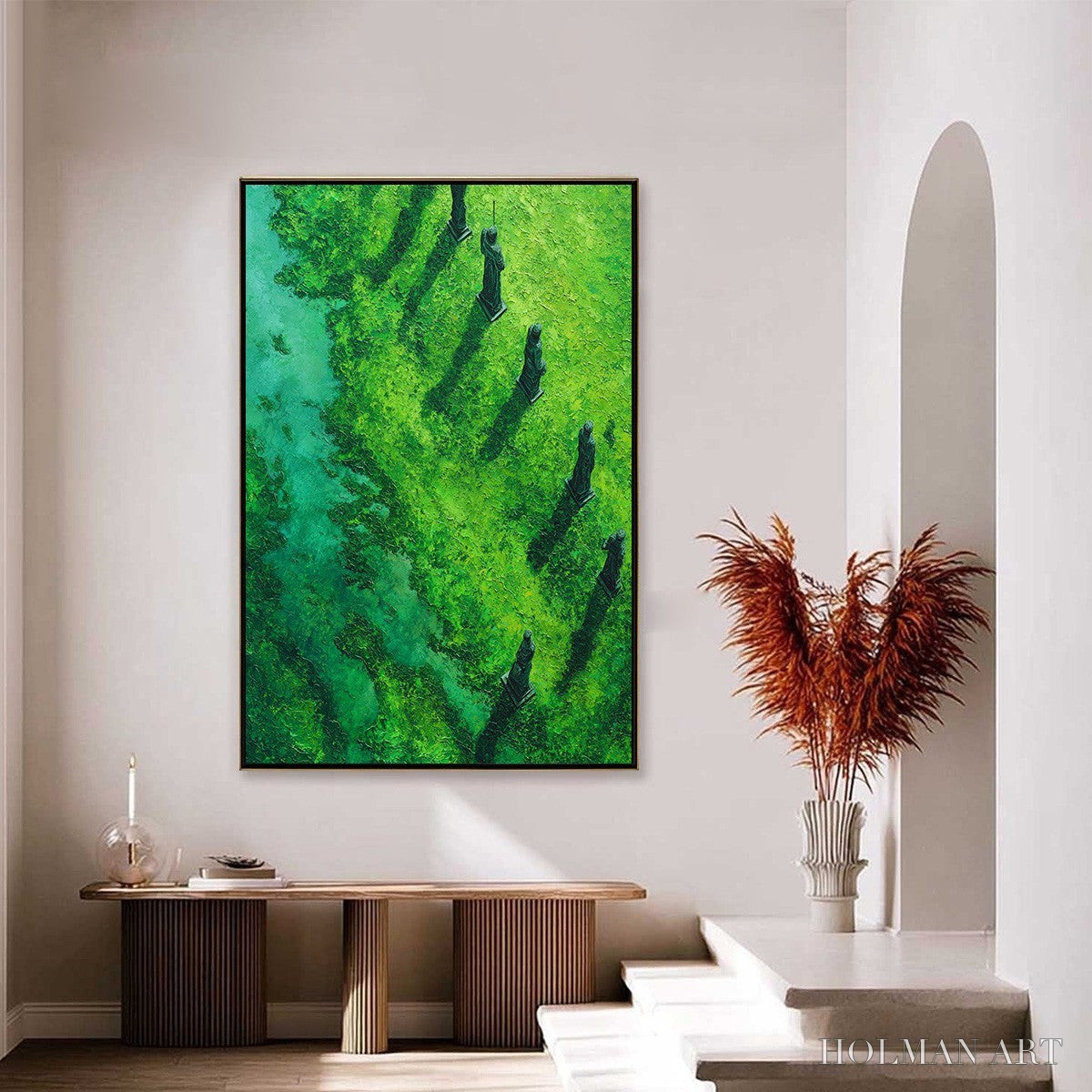 HOLMAN ART Verdant Guardians – Textured Vertical Abstract Painting of Ancient Sentinels - image 4