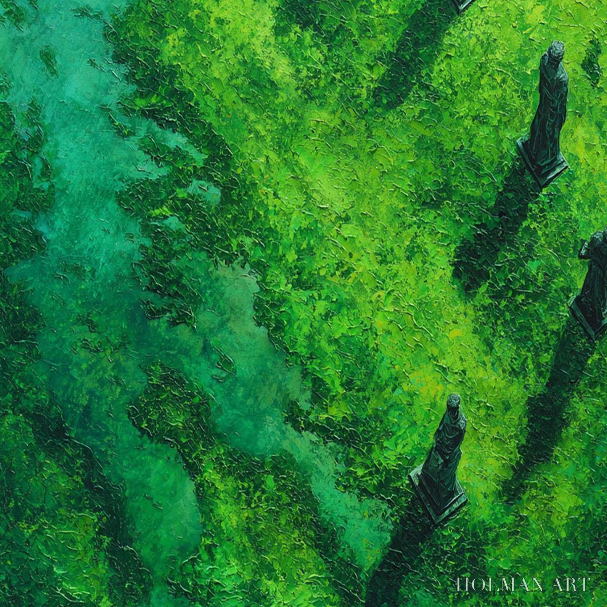 HOLMAN ART Verdant Guardians – Textured Vertical Abstract Painting of Ancient Sentinels - image 5