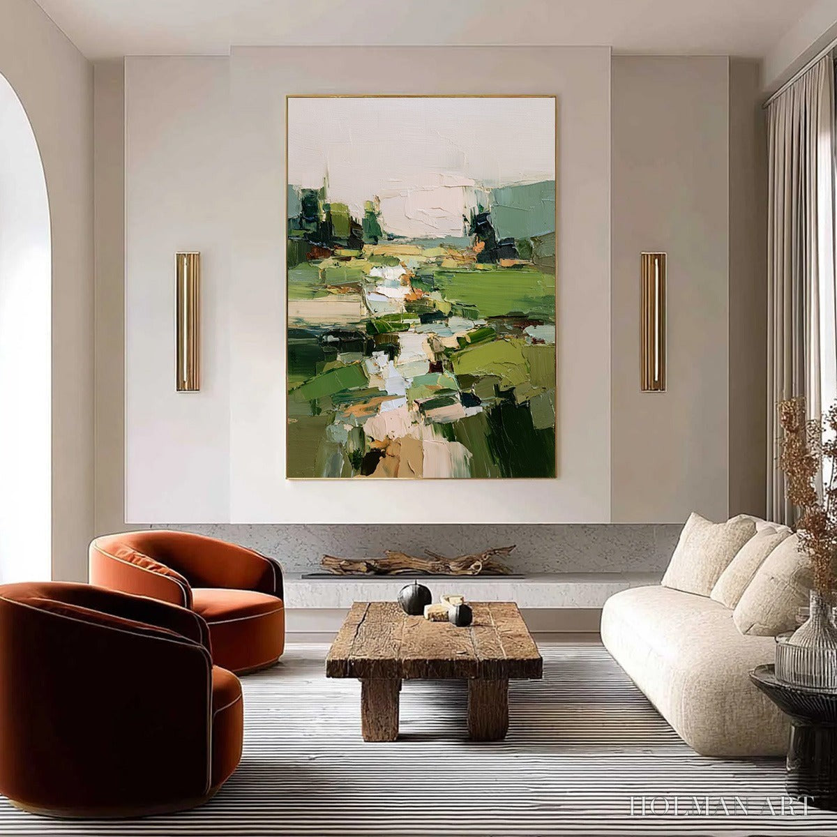 HOLMAN ART Verdant Path – Textured Abstract Landscape Oil Painting for Modern Home Decor - image 2