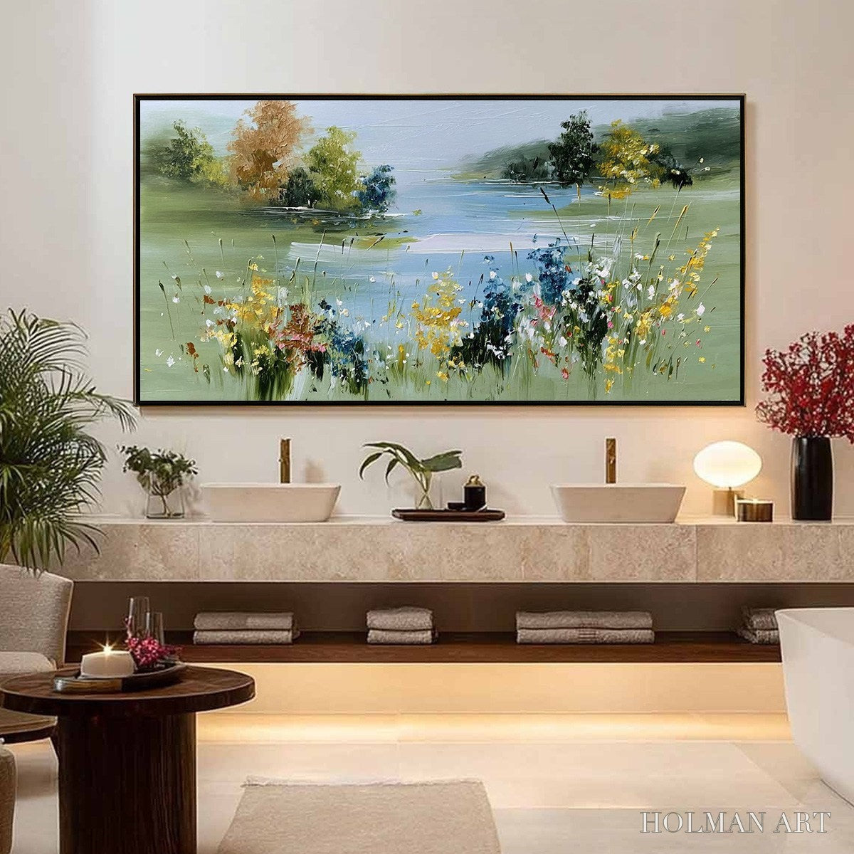 HOLMAN ART Whispering Meadow – Textured Impasto Wildflower Landscape Painting - image 4