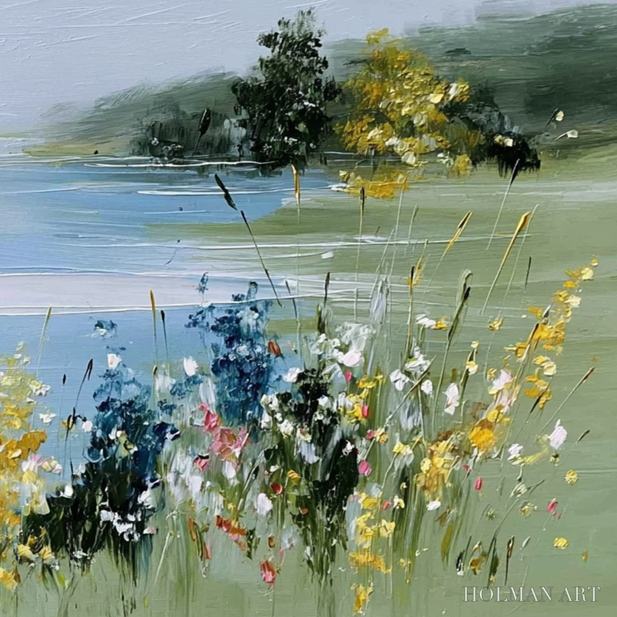HOLMAN ART Whispering Meadow – Textured Impasto Wildflower Landscape Painting - image 5