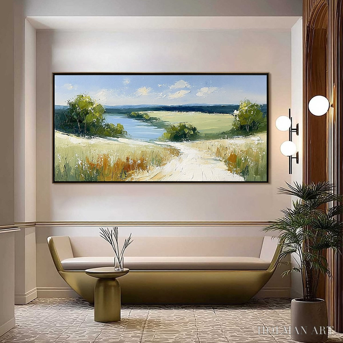 HOLMAN ART Serene Vista – Textured Palette Knife Countryside Landscape Painting - image 2