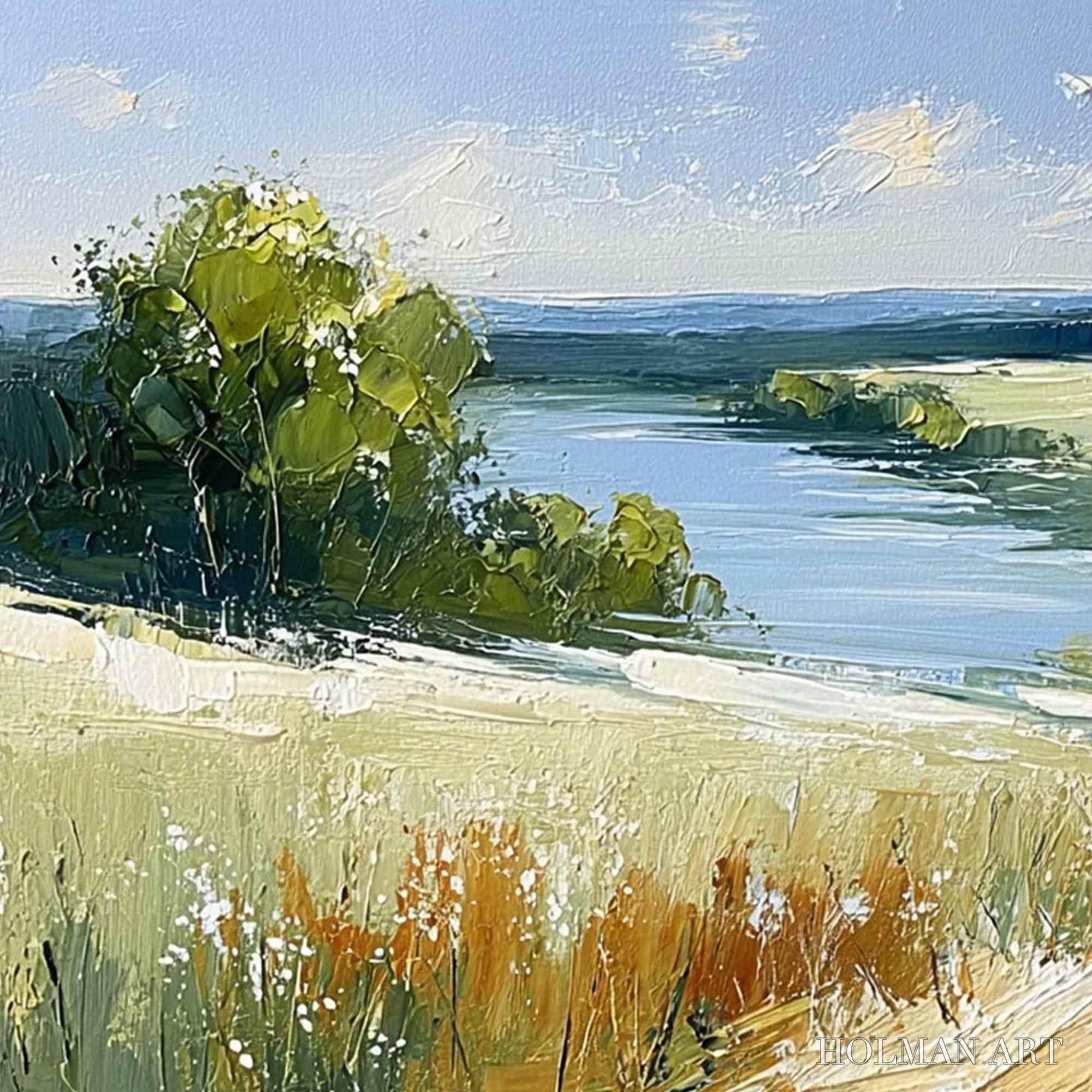 HOLMAN ART Serene Vista – Textured Palette Knife Countryside Landscape Painting - image 3