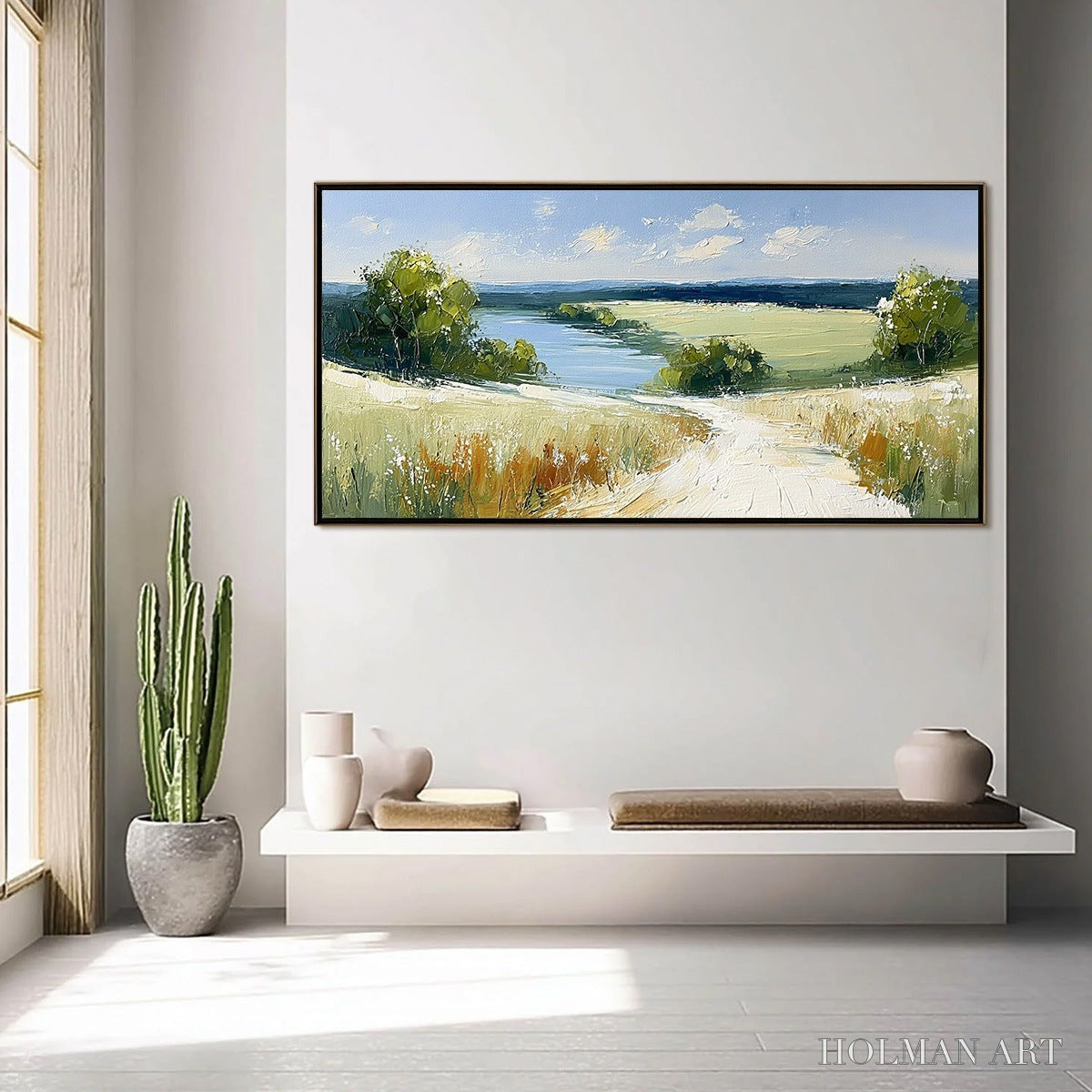 HOLMAN ART Serene Vista – Textured Palette Knife Countryside Landscape Painting - image 4