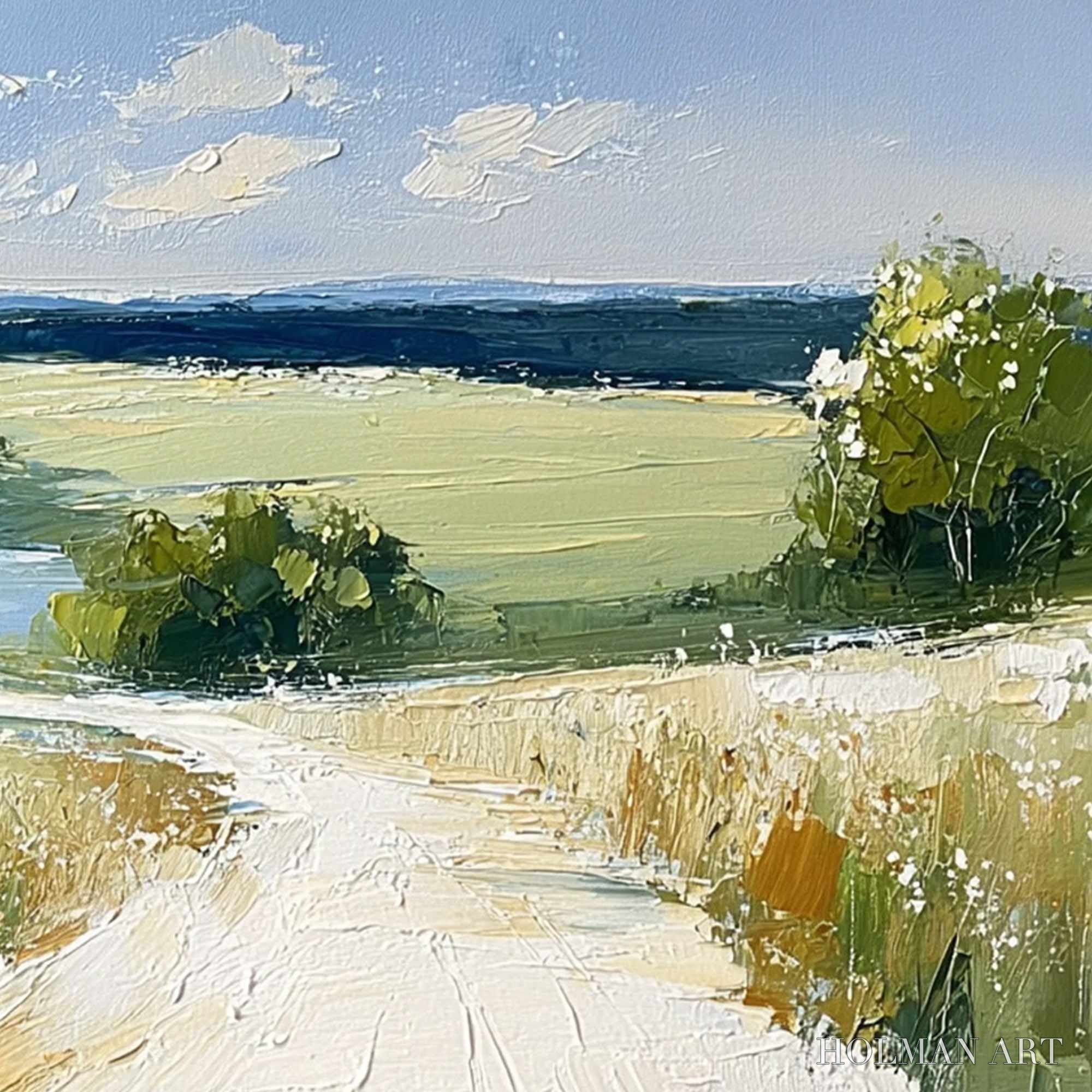 HOLMAN ART Serene Vista – Textured Palette Knife Countryside Landscape Painting - image 5