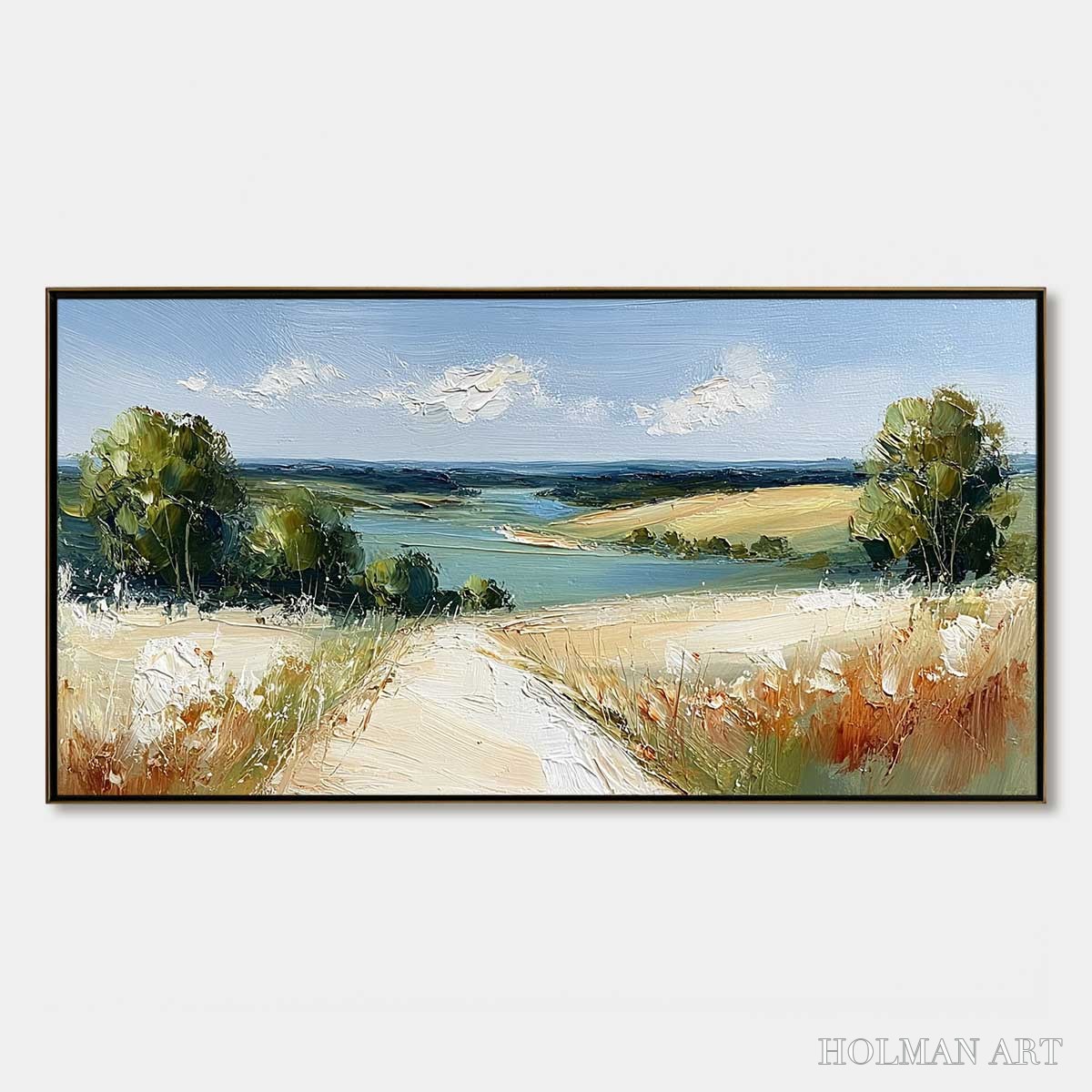 HOLMAN ART Horizon'S Embrace – Textured Impasto Countryside Landscape Oil Painting - image 1