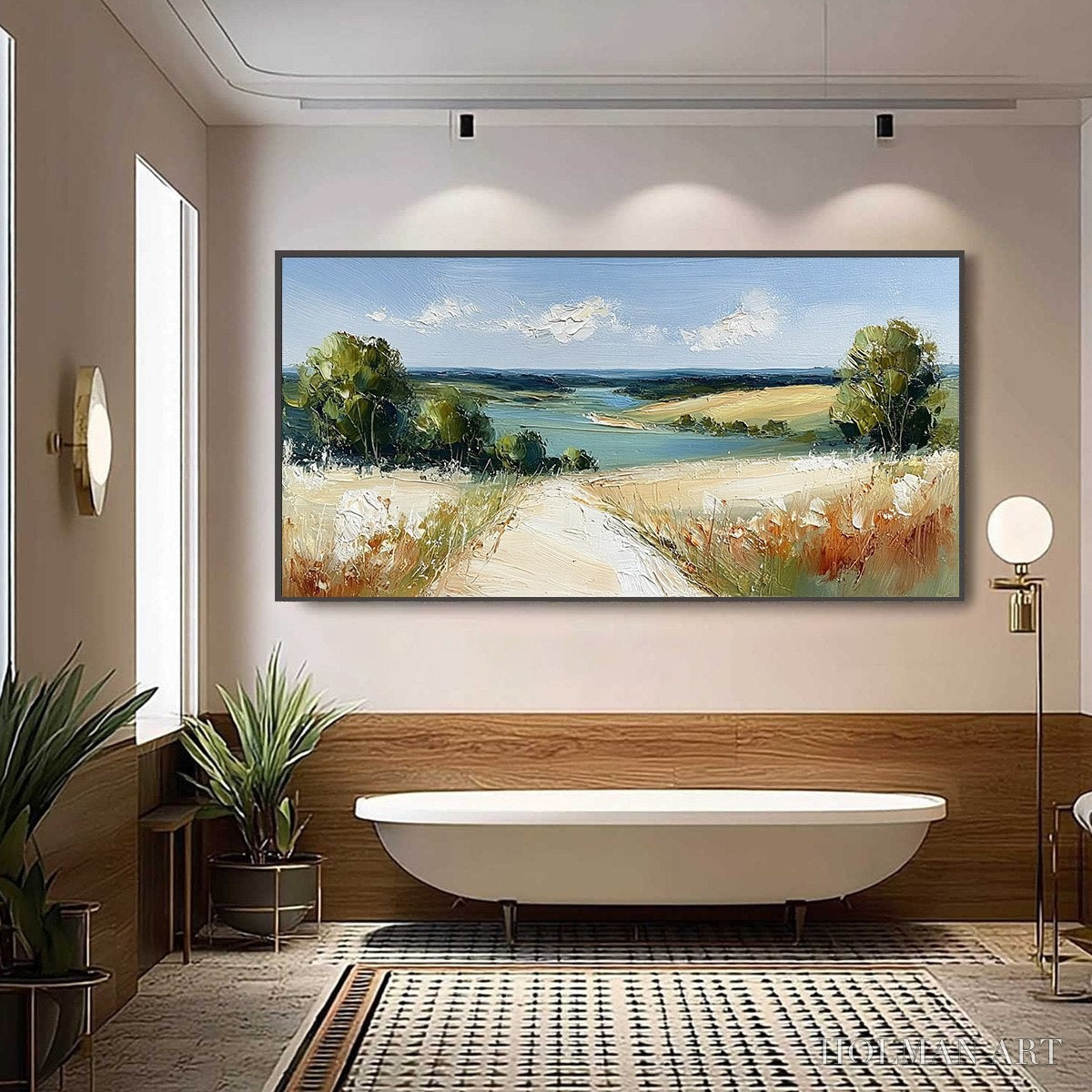 HOLMAN ART Horizon'S Embrace – Textured Impasto Countryside Landscape Oil Painting - image 2