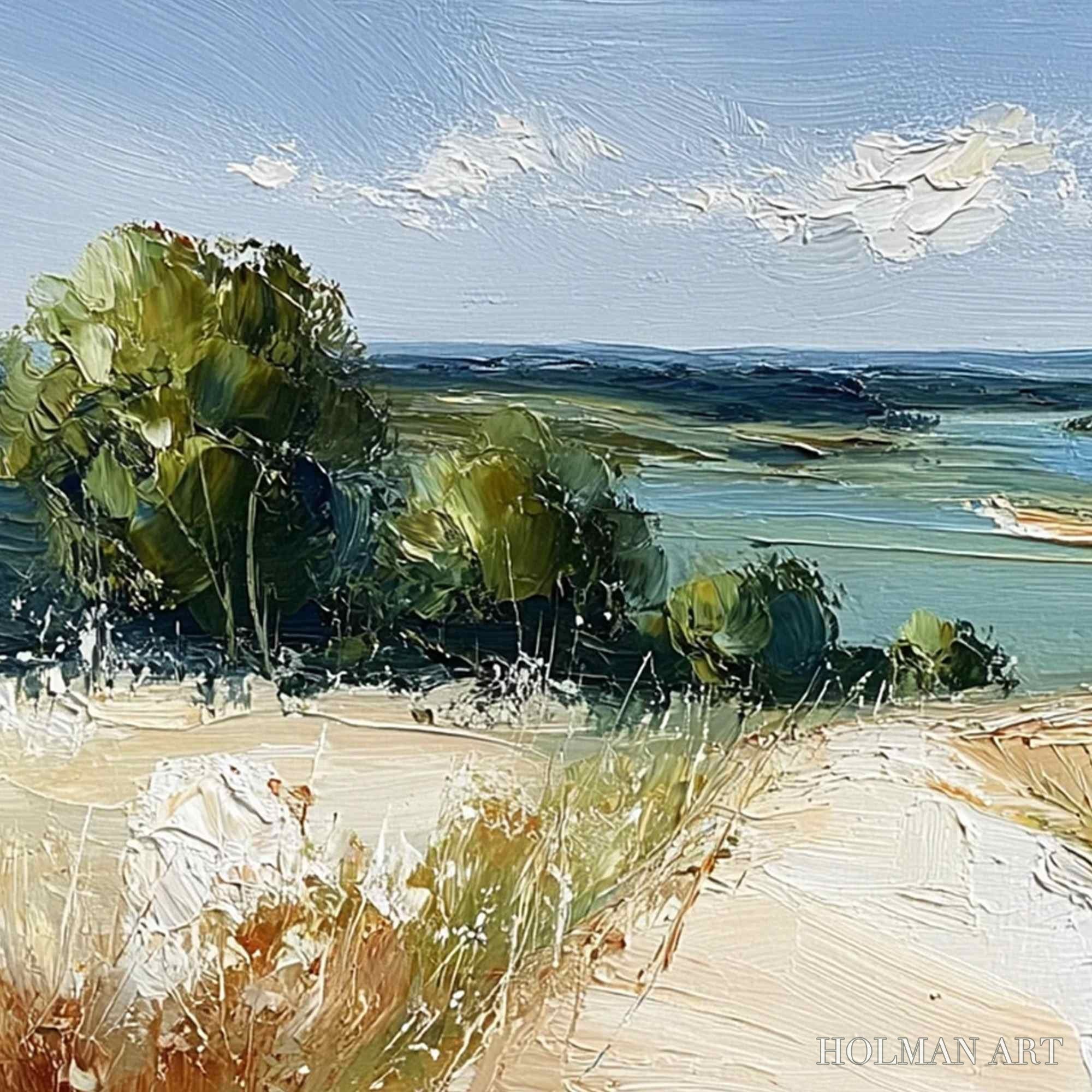 HOLMAN ART Horizon'S Embrace – Textured Impasto Countryside Landscape Oil Painting - image 3