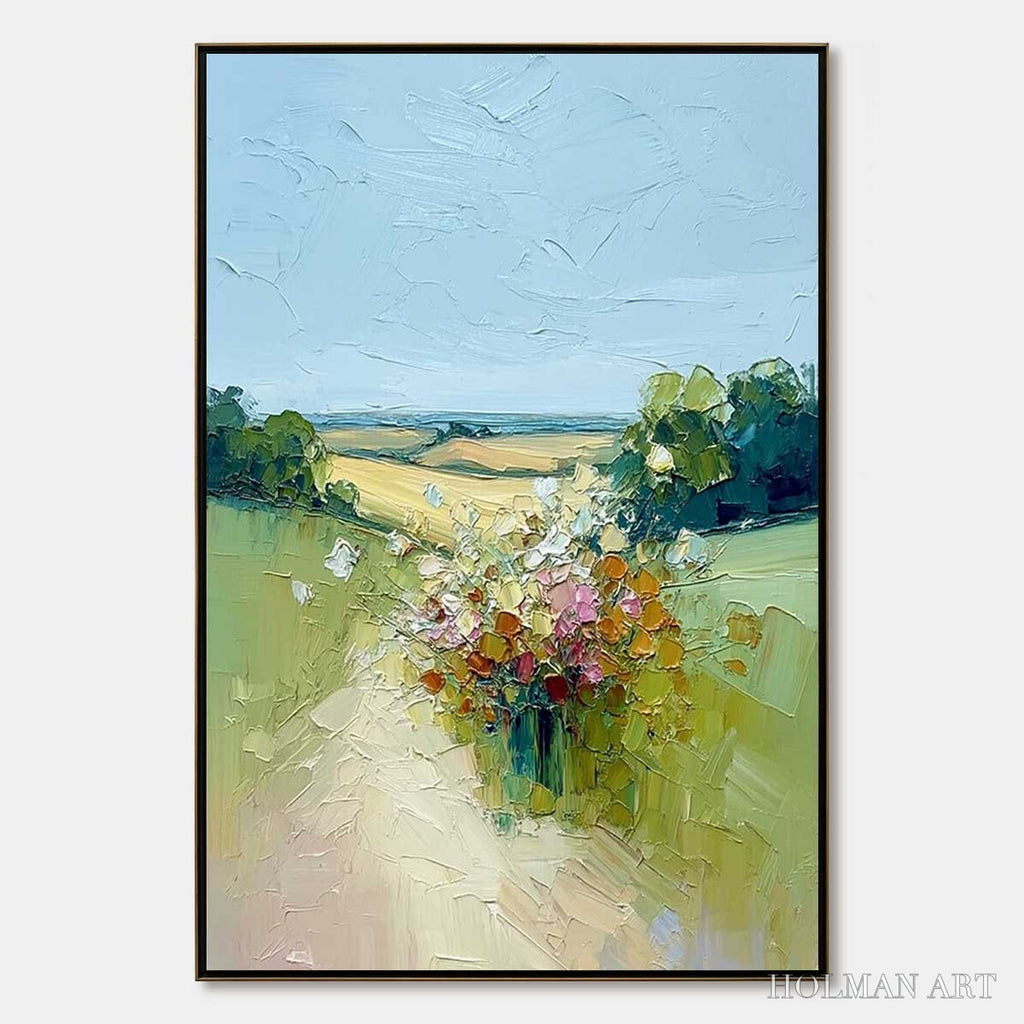 HOLMAN ART Wildflower Path – Textured Palette Knife Countryside Landscape Painting - image 1