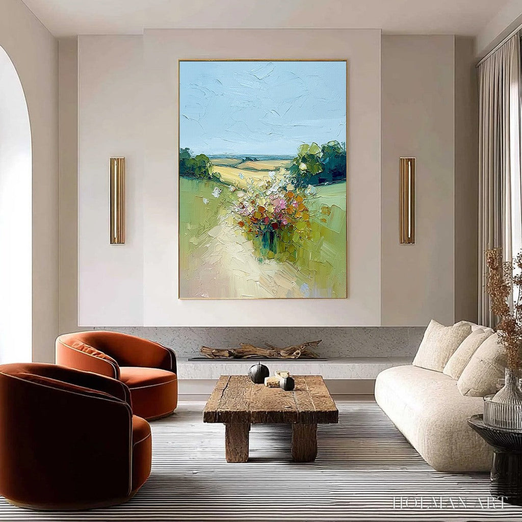 HOLMAN ART Wildflower Path – Textured Palette Knife Countryside Landscape Painting - image 2