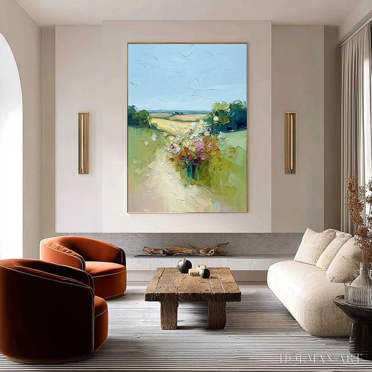 HOLMAN ART Wildflower Path – Textured Palette Knife Countryside Landscape Painting - image 2