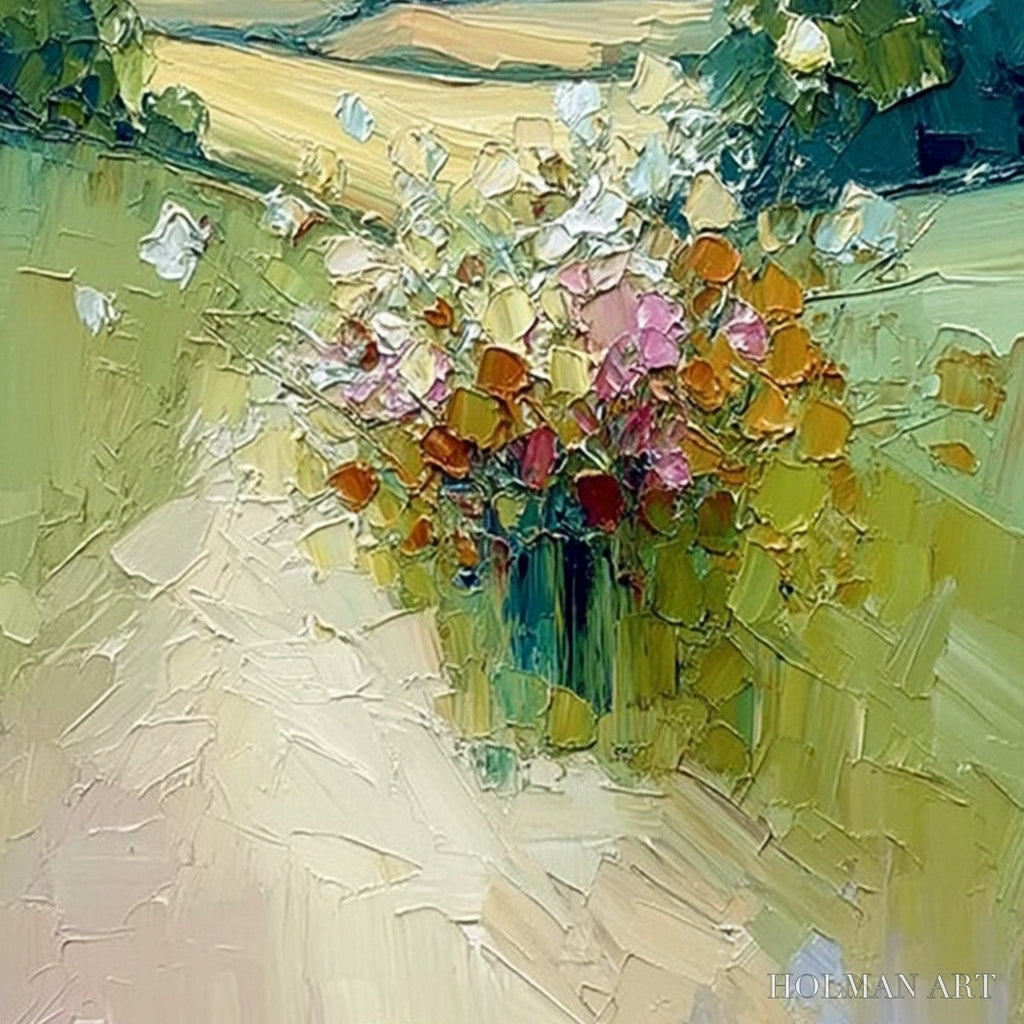 HOLMAN ART Wildflower Path – Textured Palette Knife Countryside Landscape Painting - image 3