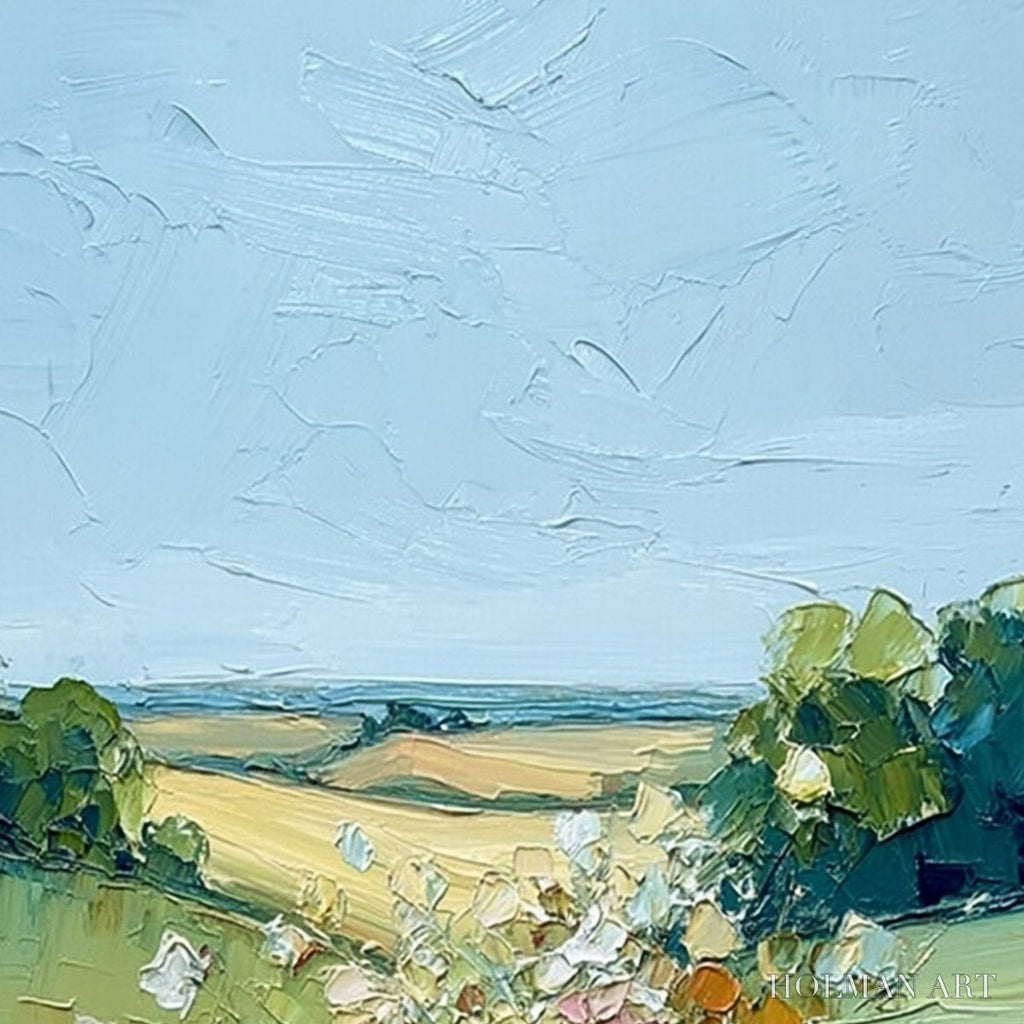 HOLMAN ART Wildflower Path – Textured Palette Knife Countryside Landscape Painting - image 5