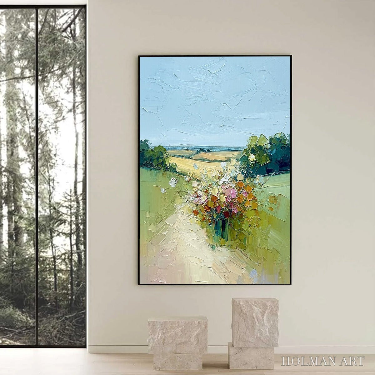 HOLMAN ART Wildflower Path – Textured Palette Knife Countryside Landscape Painting - image 6
