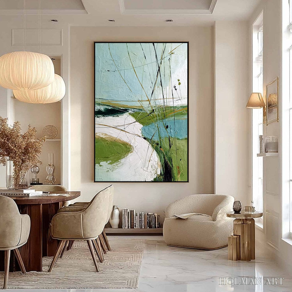 HOLMAN ART Verdant Path – Textured Abstract Green and White Landscape Painting - image 4