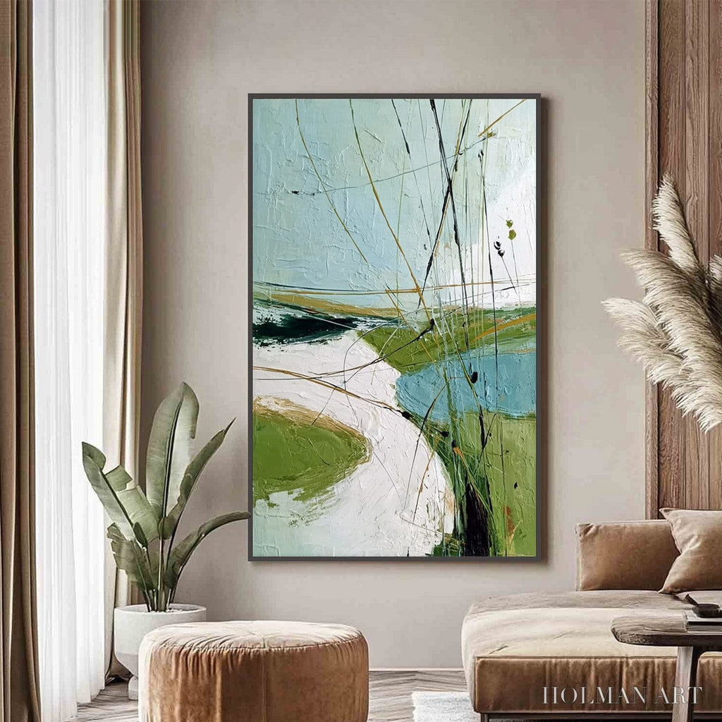 HOLMAN ART Verdant Path – Textured Abstract Green and White Landscape Painting - image 6