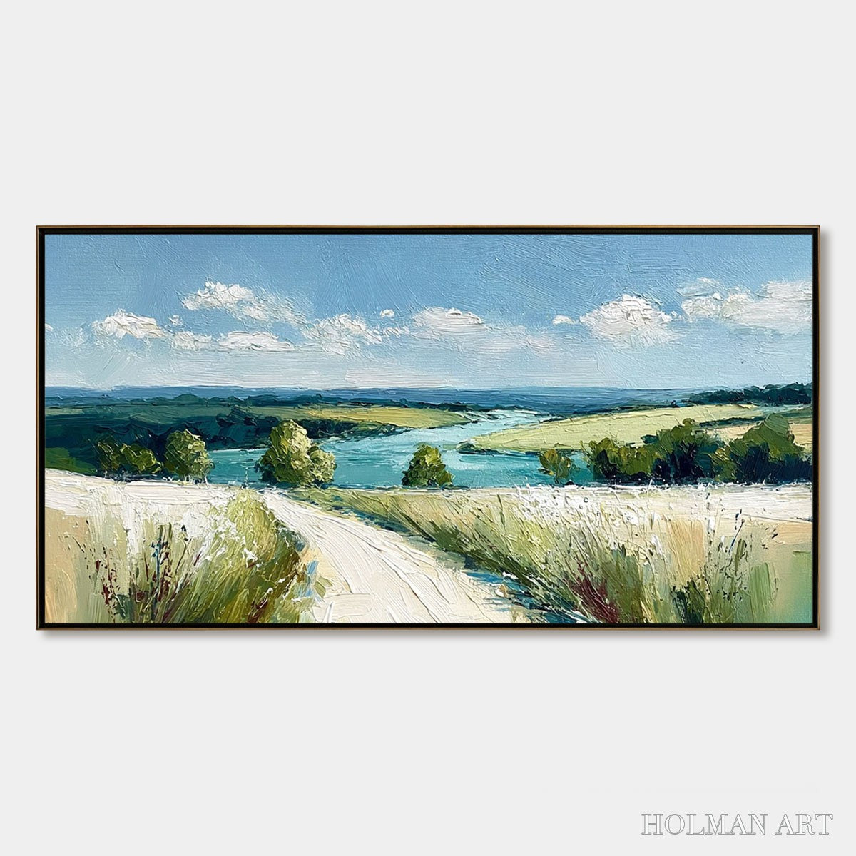 HOLMAN ART Riverbend Vista – Textured Impasto Landscape Painting of a Countryside Path - image 1