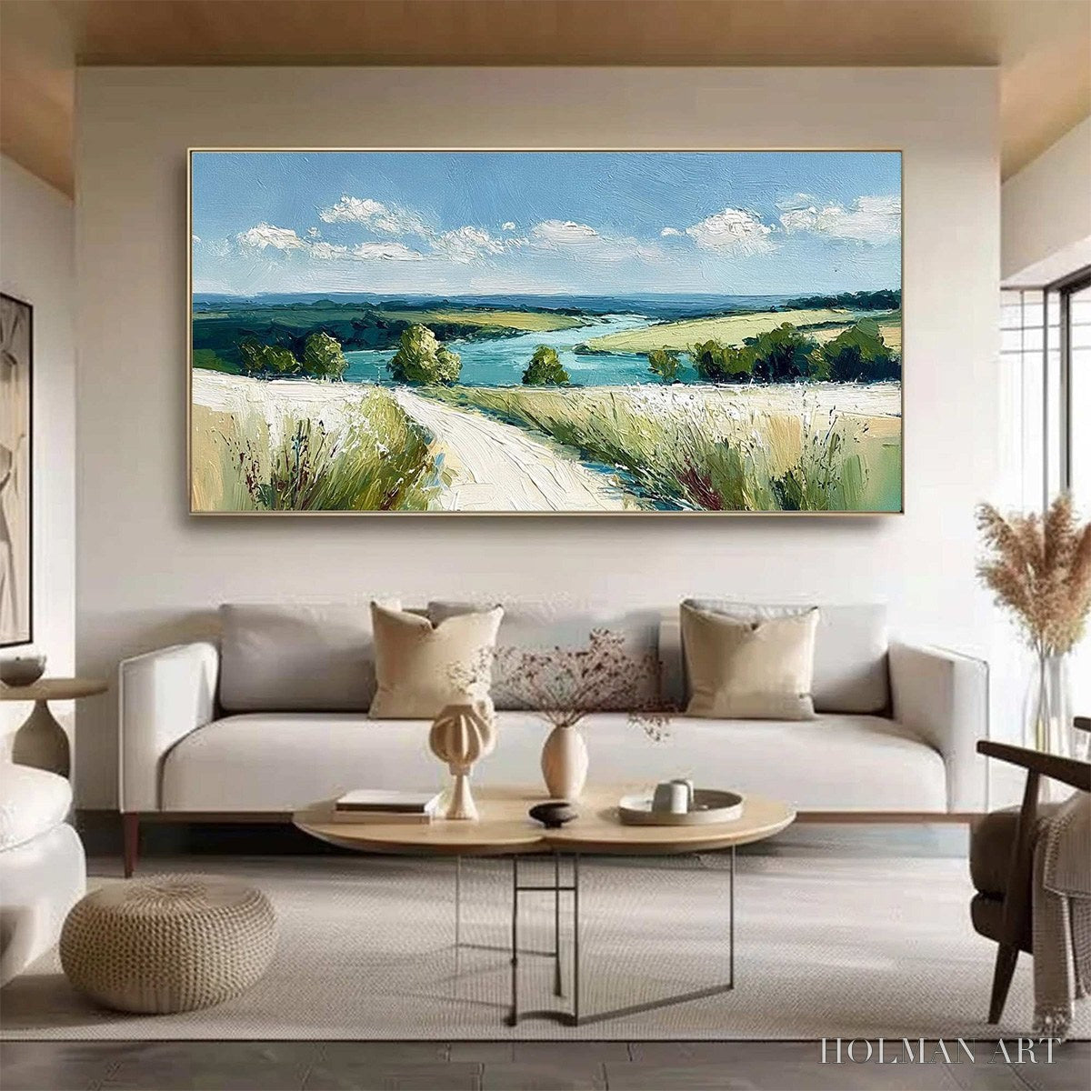 HOLMAN ART Riverbend Vista – Textured Impasto Landscape Painting of a Countryside Path - image 2