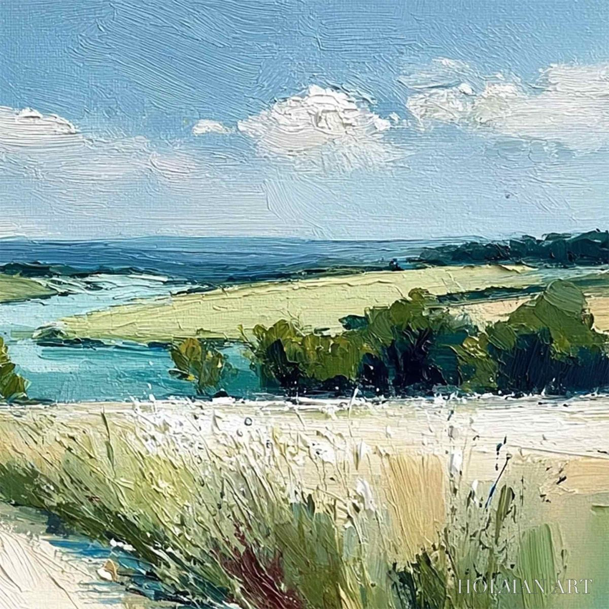 HOLMAN ART Riverbend Vista – Textured Impasto Landscape Painting of a Countryside Path - image 5