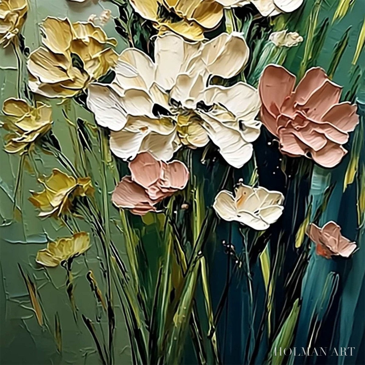 HOLMAN ART Garden Serenade – Textured Impasto Painting of a Wildflower Meadow - image 3