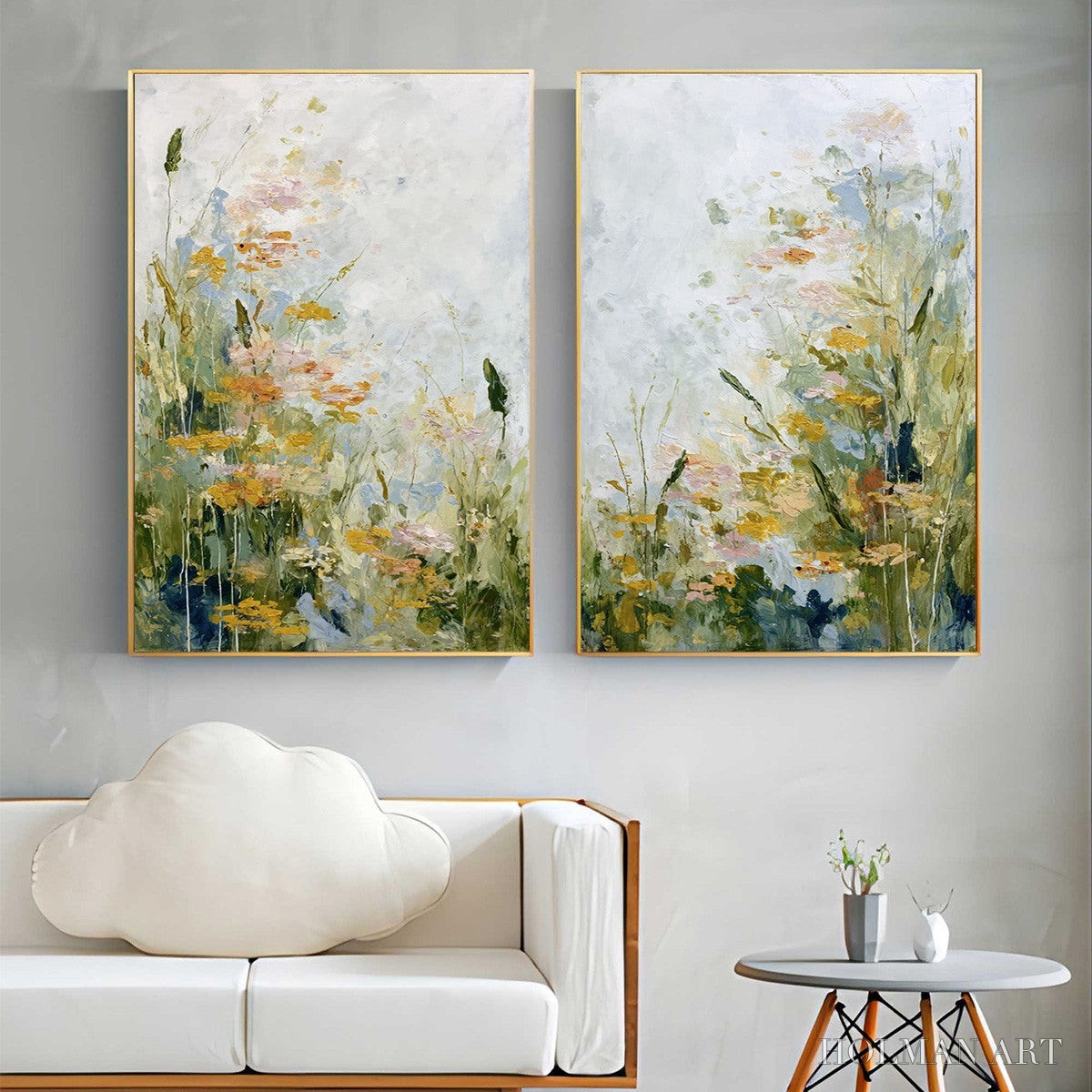 HOLMAN ART Meadow'S Whisper – Impressionist Wildflower Meadow Painting Diptych - image 2