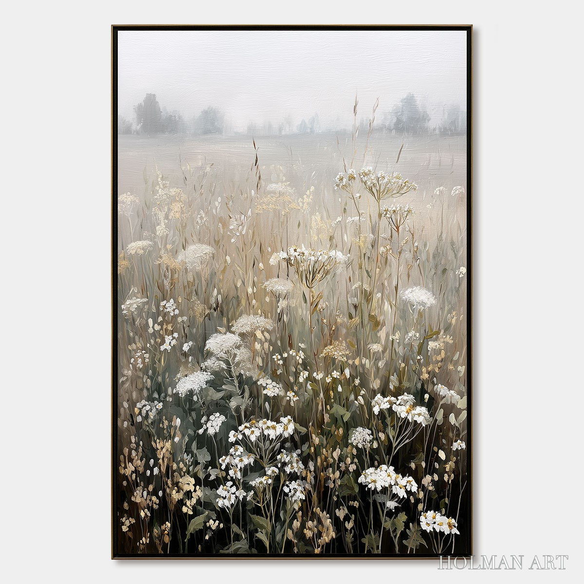 HOLMAN ART Misty Meadow – Ethereal Wildflower Field Landscape Painting - image 1