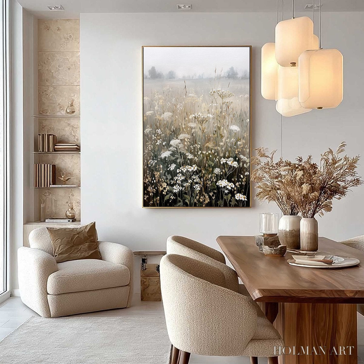 HOLMAN ART Misty Meadow – Ethereal Wildflower Field Landscape Painting - image 6