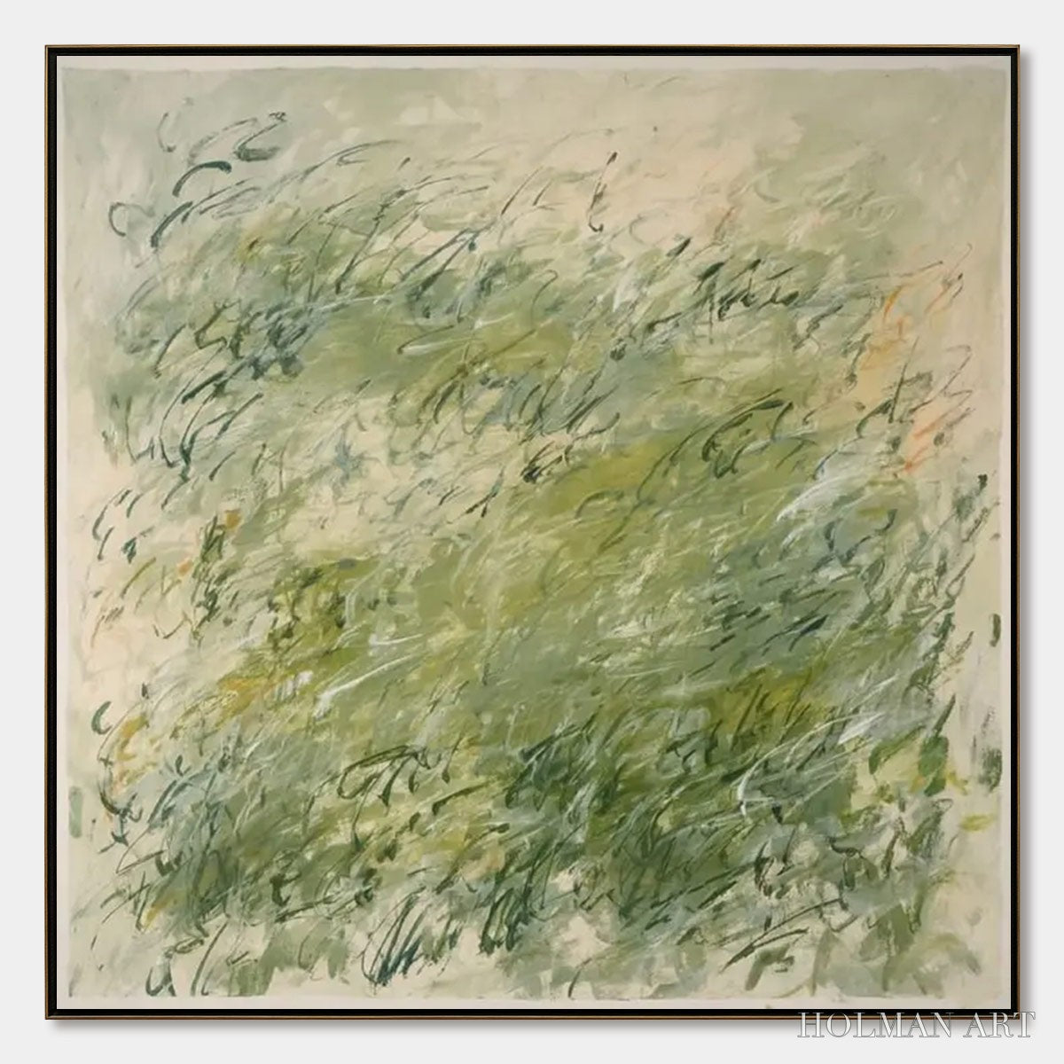 HOLMAN ART Field Breeze – Minimalist Abstract Green Landscape Oil Painting - image 1