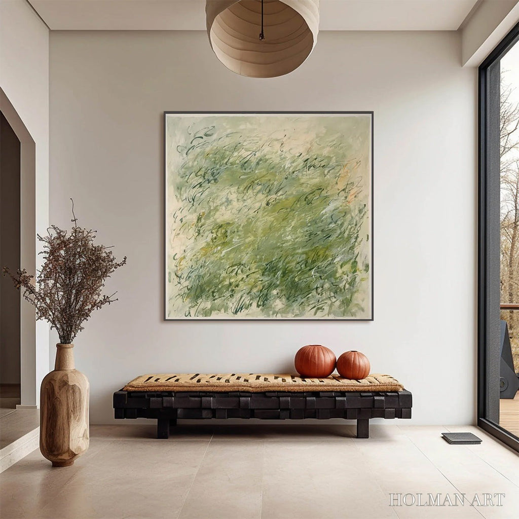 HOLMAN ART Field Breeze – Minimalist Abstract Green Landscape Oil Painting - image 2