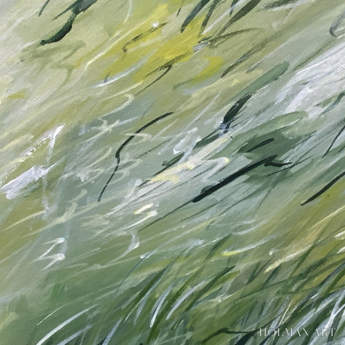 HOLMAN ART Field Breeze – Minimalist Abstract Green Landscape Oil Painting - image 3
