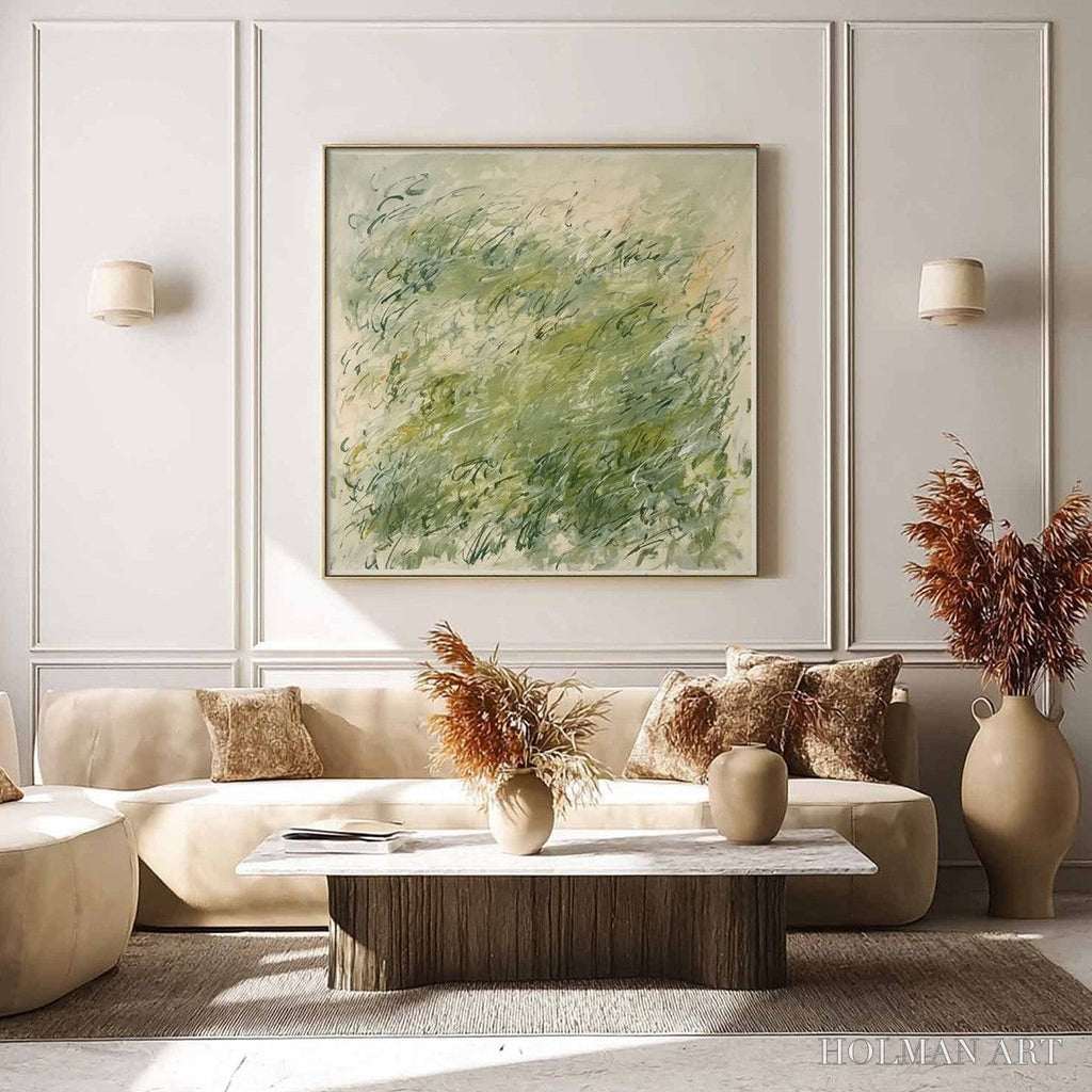 HOLMAN ART Field Breeze – Minimalist Abstract Green Landscape Oil Painting - image 4
