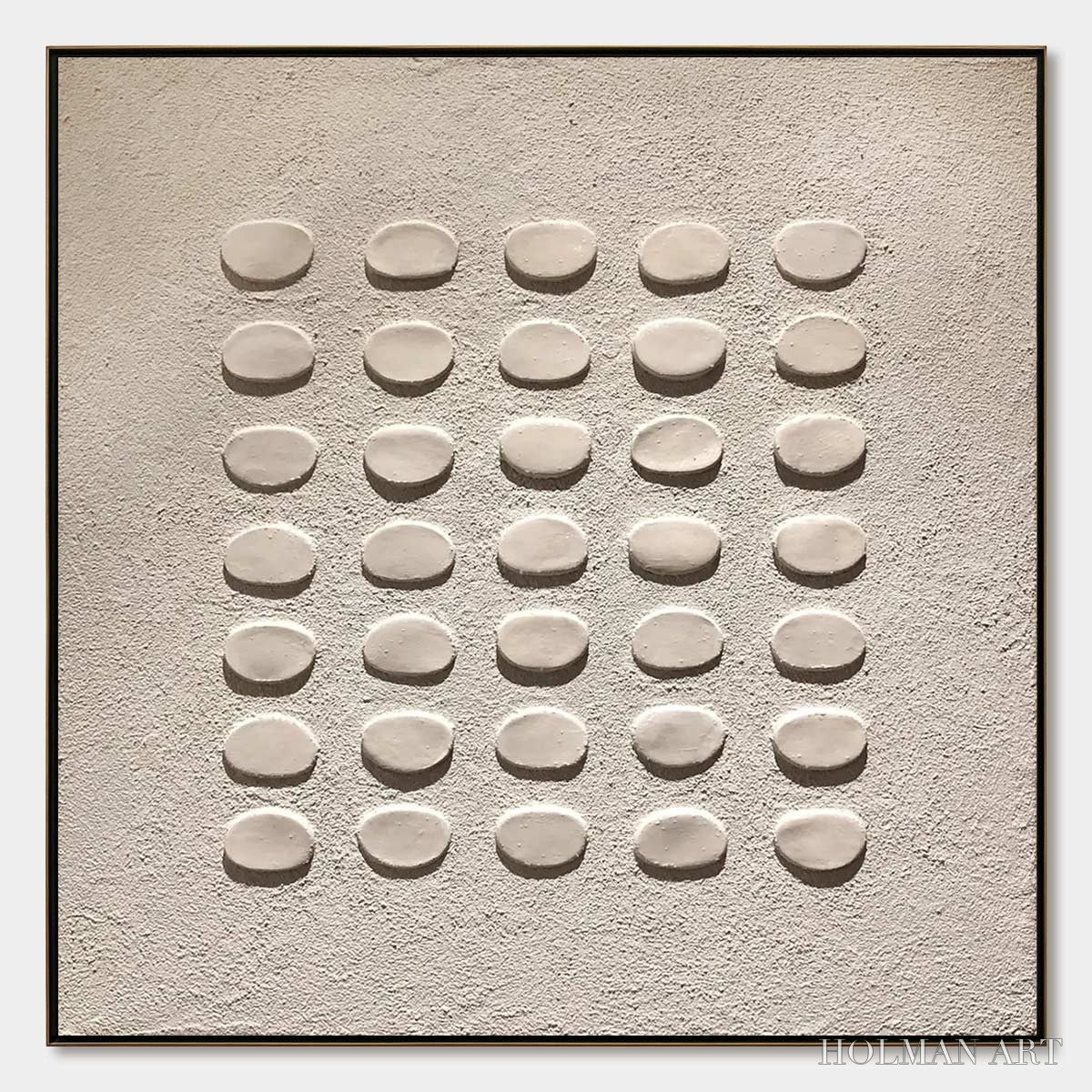 HOLMAN ART Zen Grid – Minimalist Textured Relief Abstract Painting - image 1