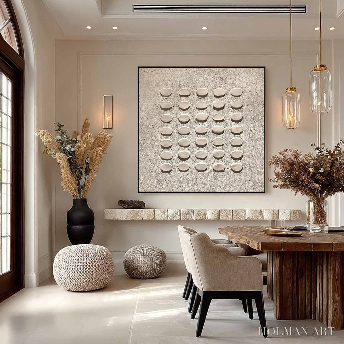 HOLMAN ART Zen Grid – Minimalist Textured Relief Abstract Painting - image 2