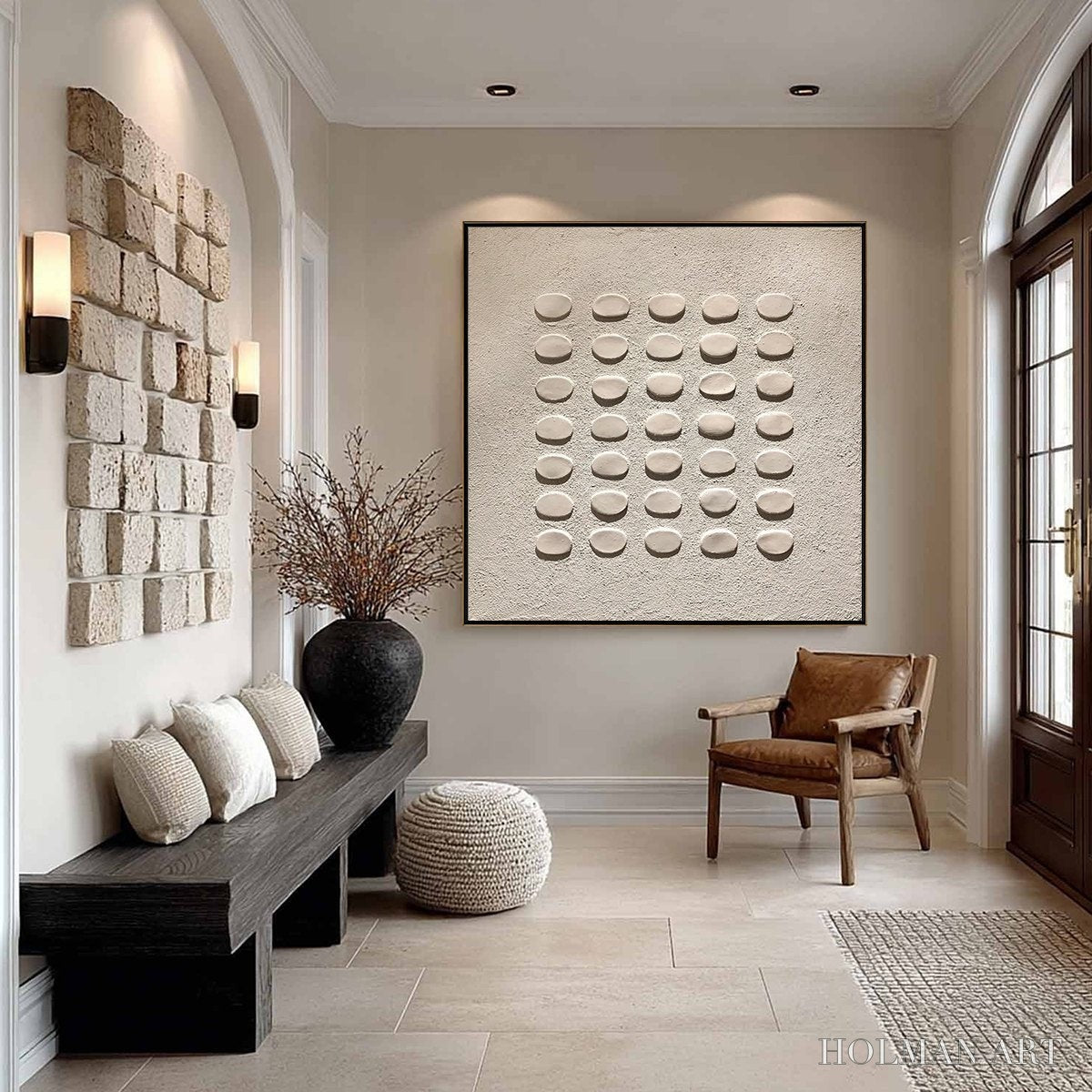HOLMAN ART Zen Grid – Minimalist Textured Relief Abstract Painting - image 3