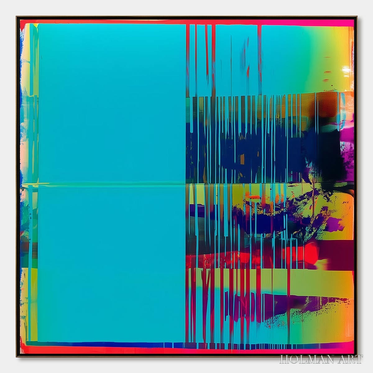 HOLMAN ART Digital Interruption – Vibrant Abstract Glitch Art Oil Painting - image 1
