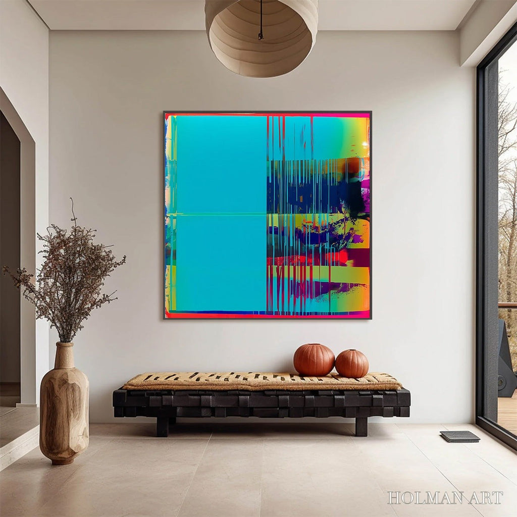 HOLMAN ART Digital Interruption – Vibrant Abstract Glitch Art Oil Painting - image 2